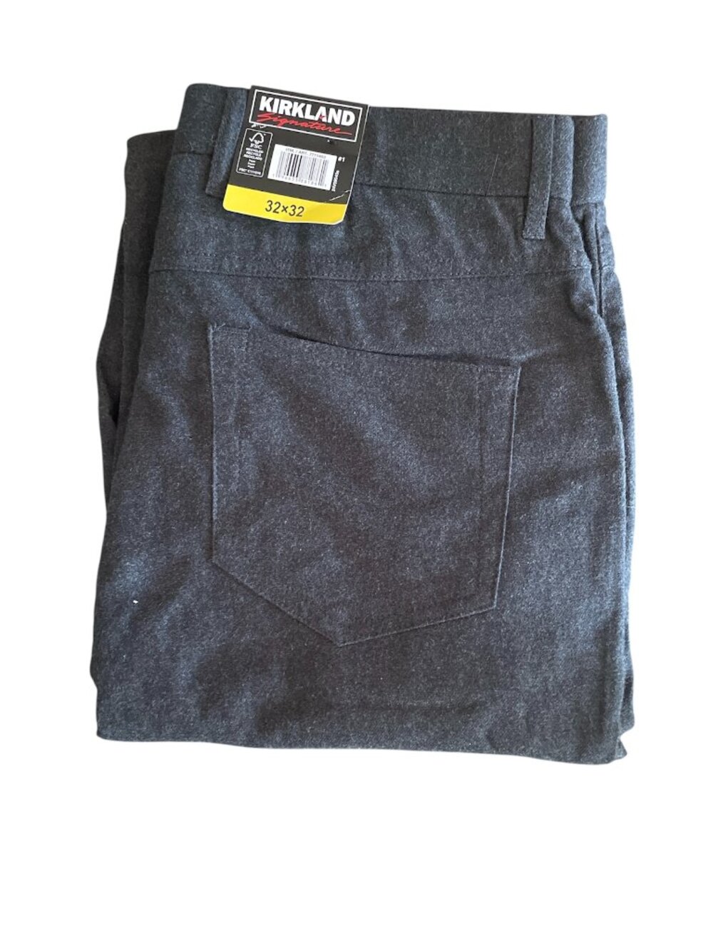 Men's Brushed 5 pocket Pant, Kirkland Signature, 32X32, Dark Gray/Black, NWT